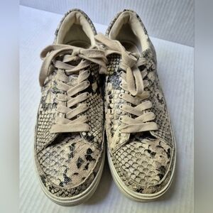 ALL SAINTS  Size 8 Tan Snake Trish Sneakers Calf Leather Lace Up Comfort